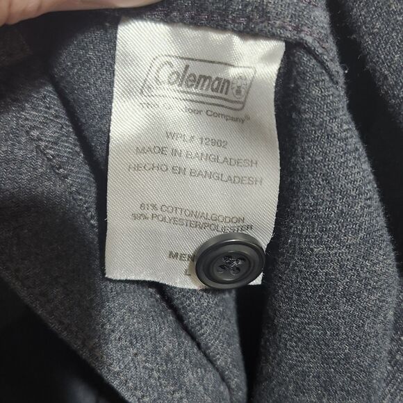 Coleman Mens Dark Gray Black Long Sleeve Button Down Shirt Size L Cotton Blend - Picture 7 of 10